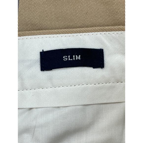 J Crew Pants Mens 33 x 32 Khaki Stretch Slim Fit Flex Chino Flat Front Tapered - Picture 4 of 9